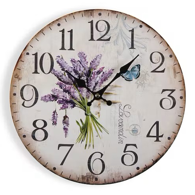 Wanduhr Lavendel Landhausstil | aus | Holz beige 29 | cm